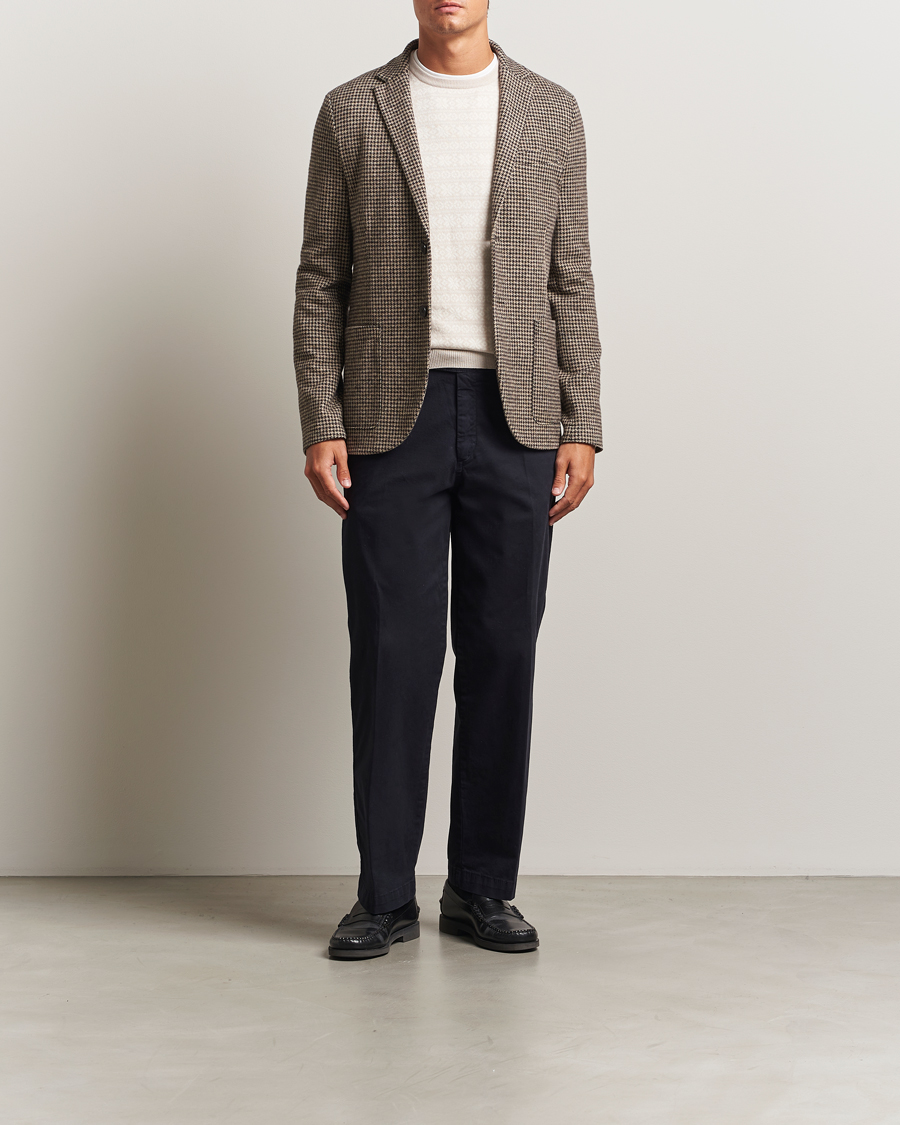 Homme | Blazers | Harris Wharf London | Two Button Houndstooth Blazer Beige