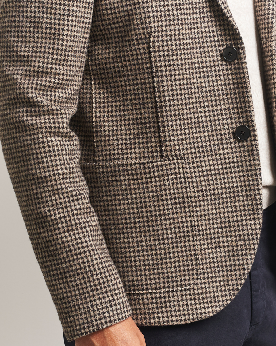 Homme | Blazers | Harris Wharf London | Two Button Houndstooth Blazer Beige