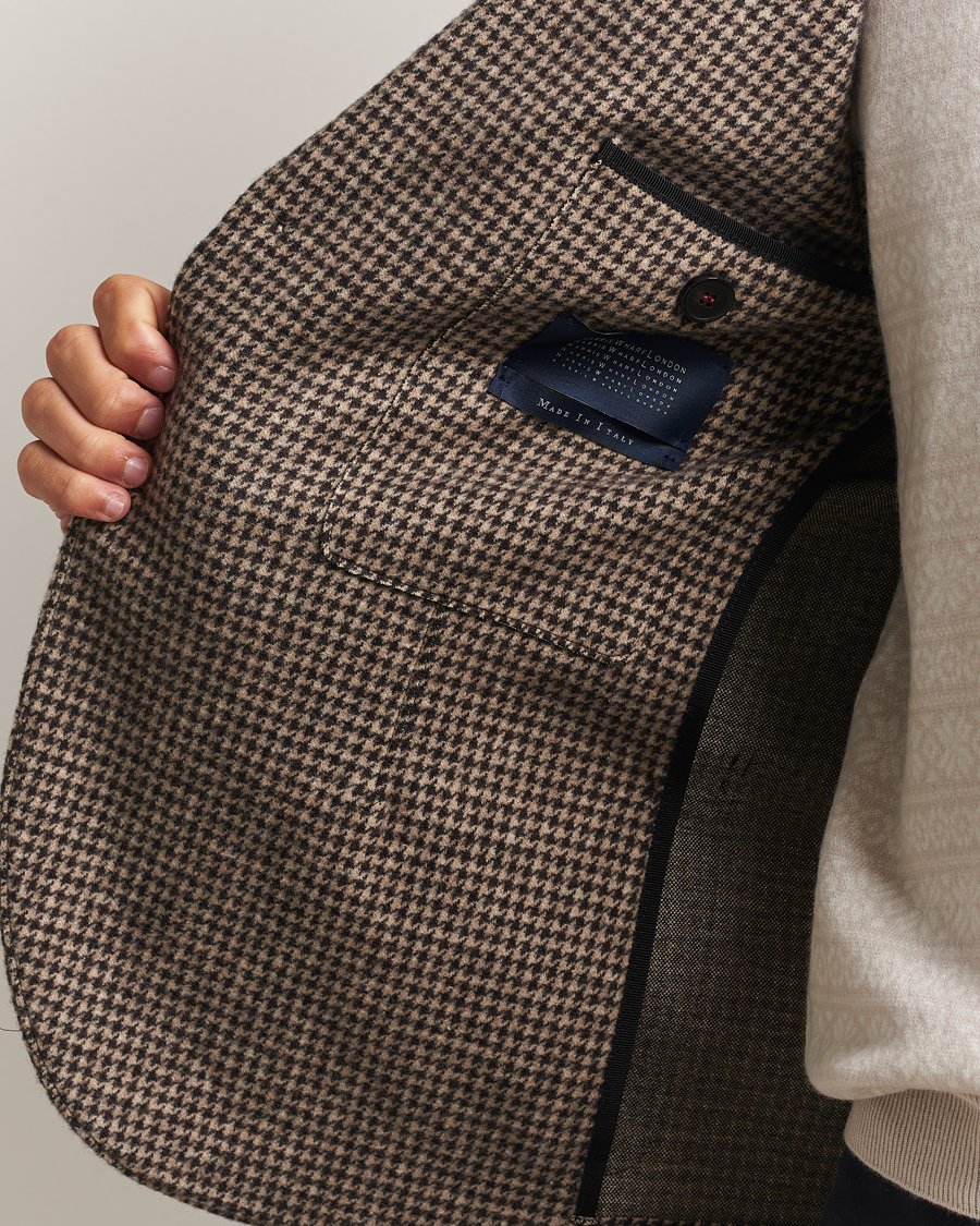 Homme | Blazers | Harris Wharf London | Two Button Houndstooth Blazer Beige