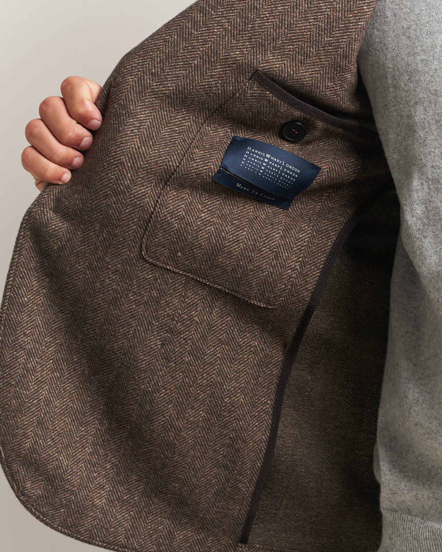 Heren | Blazers | Harris Wharf London | Two Button Herringbone Blazer Brown