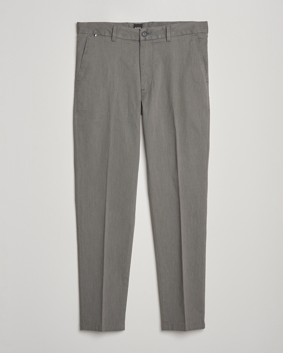 Heren | Broeken | BOSS BLACK | Kane Brushed Cotton Pleated Trousers Dark Grey