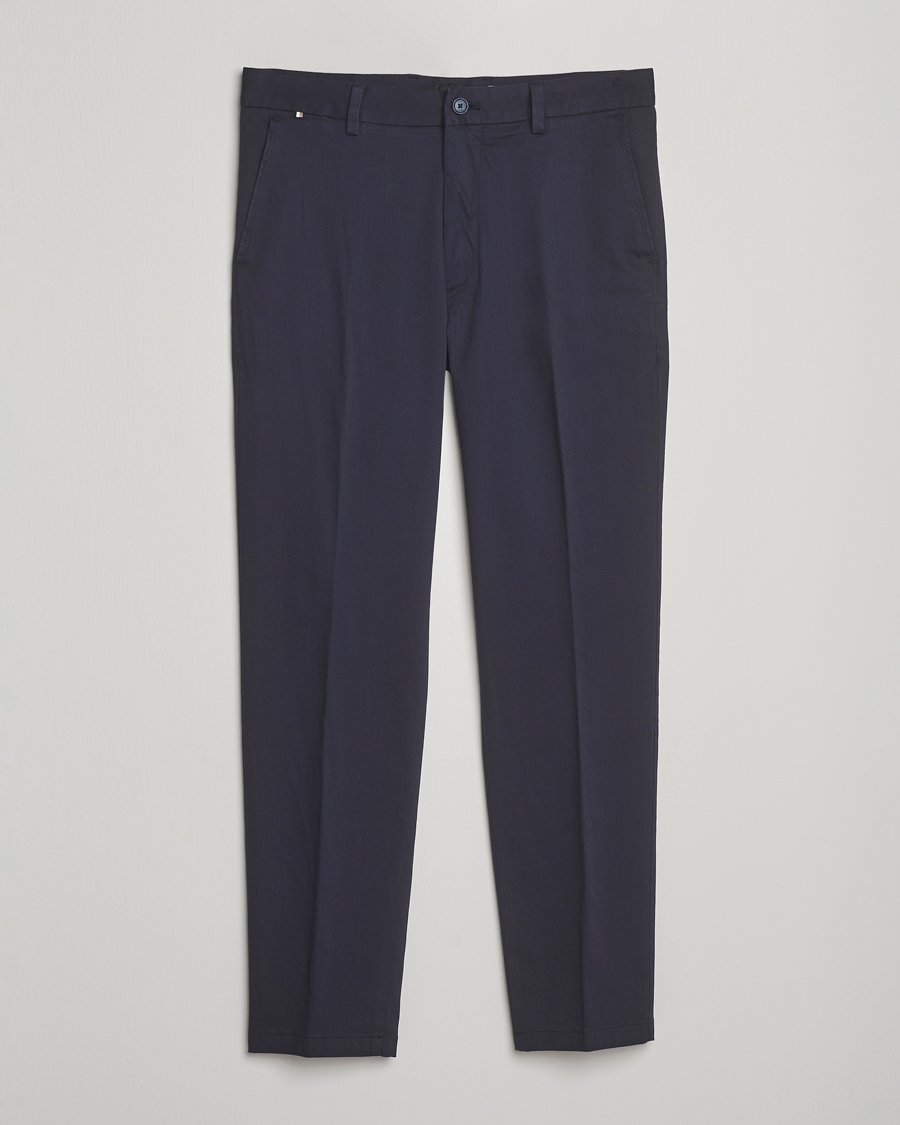 Heren | Broeken | BOSS BLACK | Kane Brushed Cotton Pleated Trousers Dark Blue