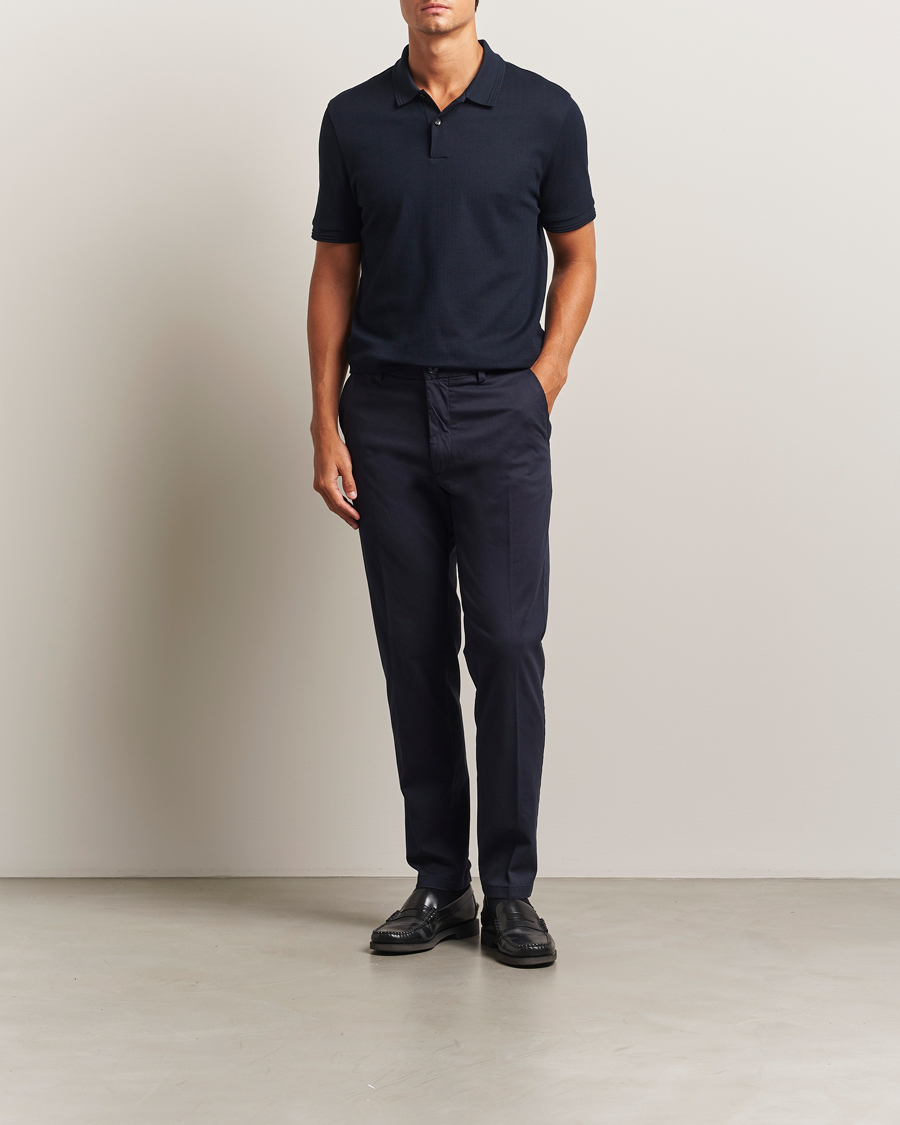 Heren | Broeken | BOSS BLACK | Kane Brushed Cotton Pleated Trousers Dark Blue