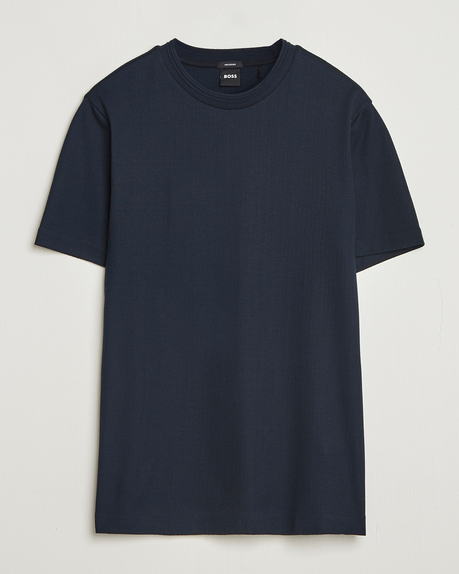 Heren | T-shirts | BOSS BLACK | Thompson Structured Crew Neck T-Shirt Dark Blue