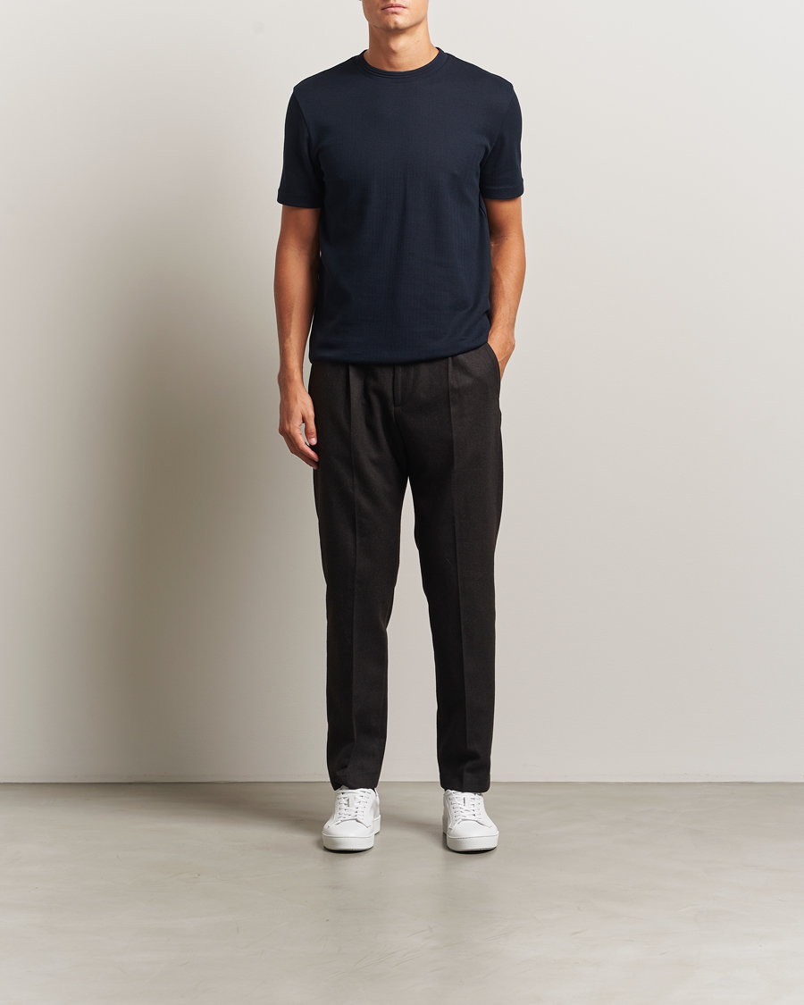 Heren | T-shirts | BOSS BLACK | Thompson Structured Crew Neck T-Shirt Dark Blue