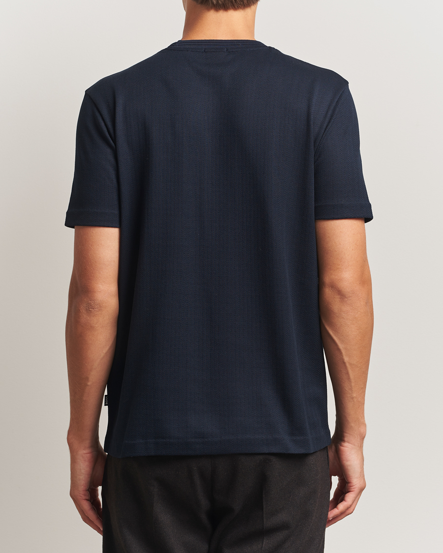 Heren | T-shirts | BOSS BLACK | Thompson Structured Crew Neck T-Shirt Dark Blue
