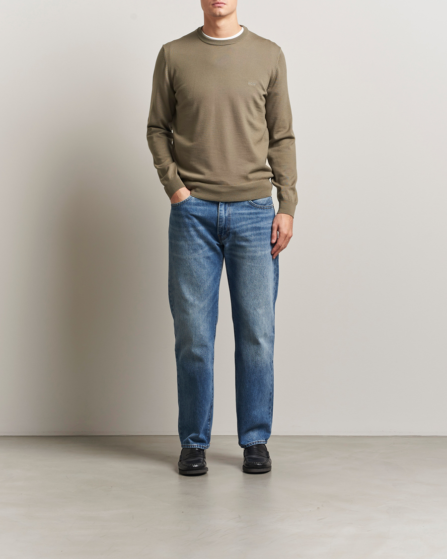 Heren | Truien | BOSS BLACK | Botto Merino Knitted Pullover Open Brown