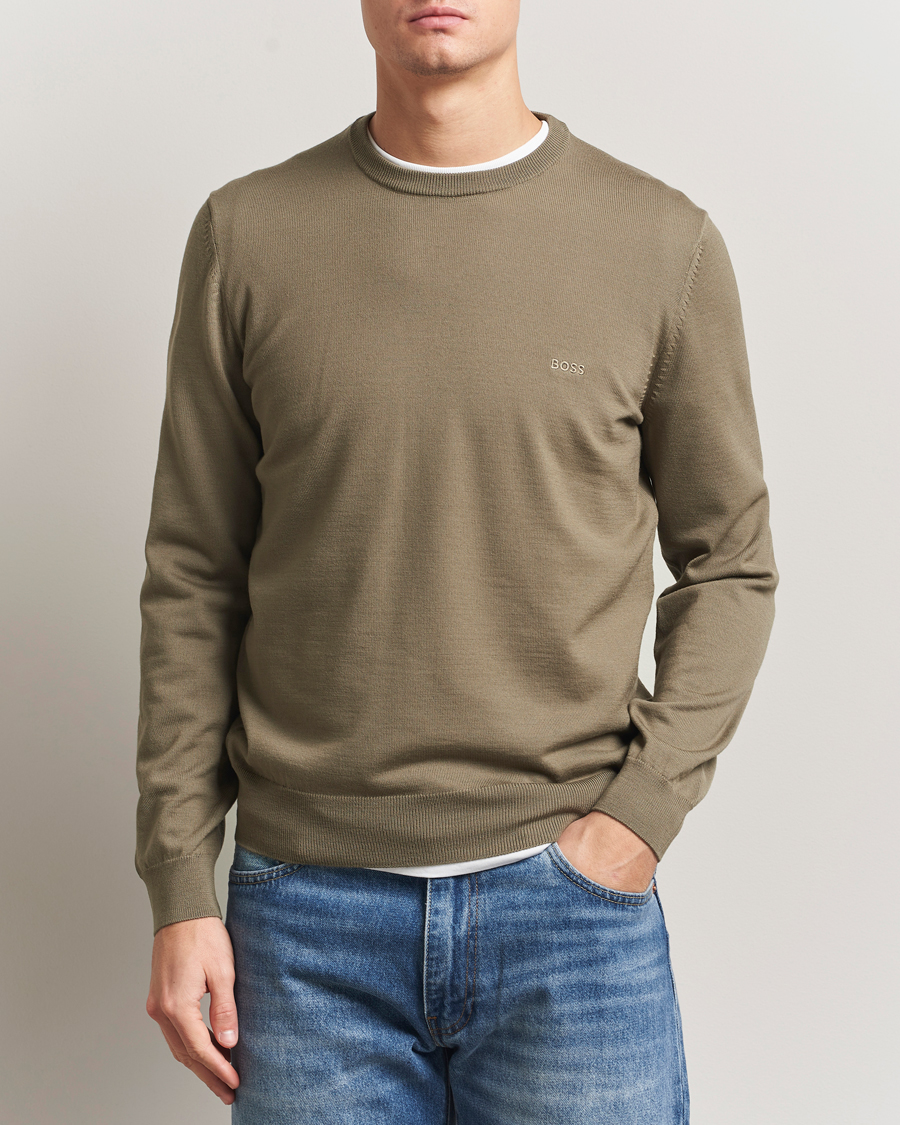 Heren | Truien | BOSS BLACK | Botto Merino Knitted Pullover Open Brown