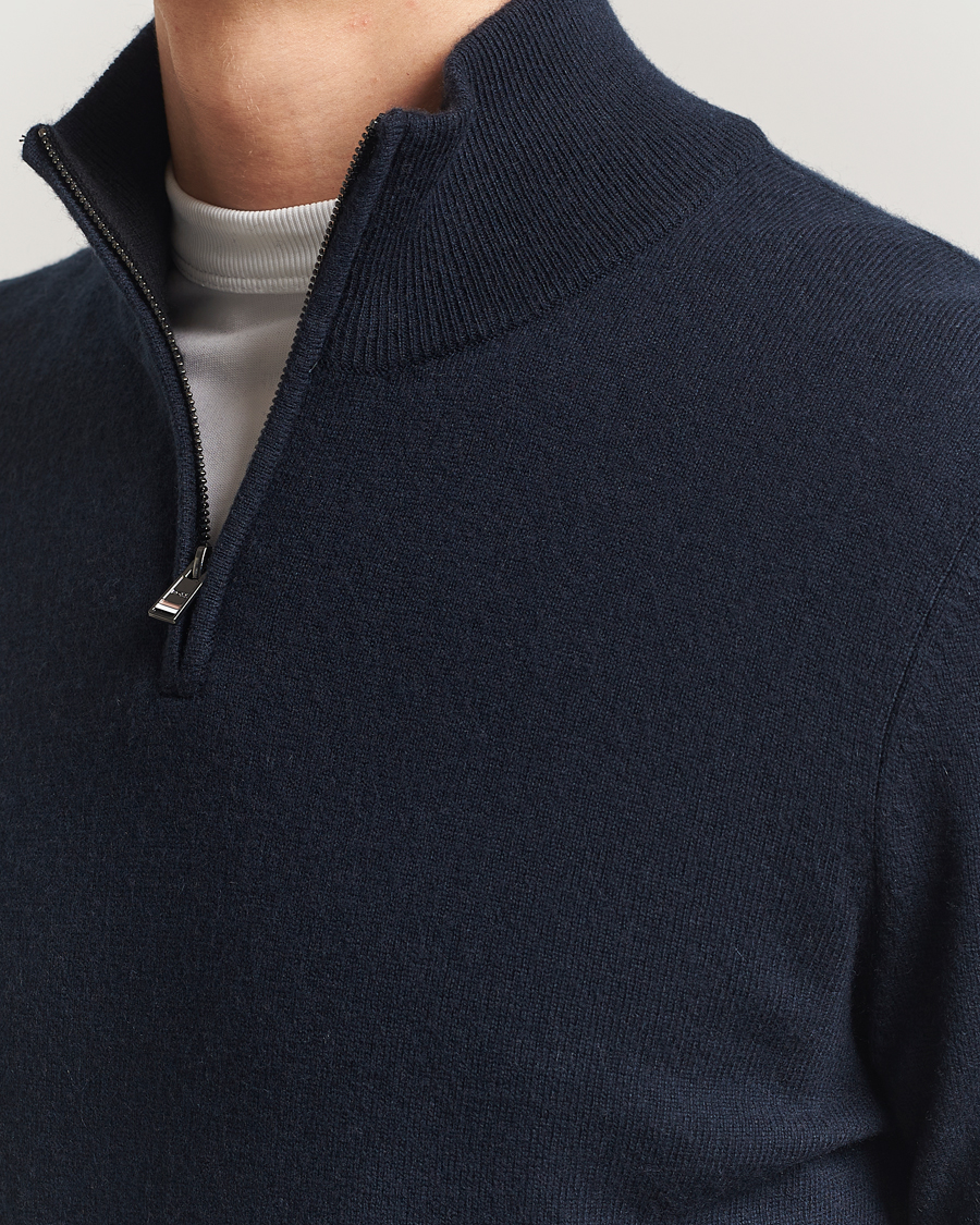 Heren | Truien | BOSS BLACK | Hemarlo Wool/Cashmere Half Zip Dark Blue