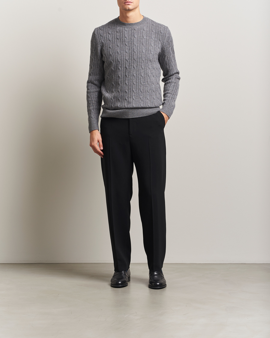 Homme | Pulls Et Tricots | BOSS BLACK | Hetico Wool/Cashmere Cable Sweater Medium Grey