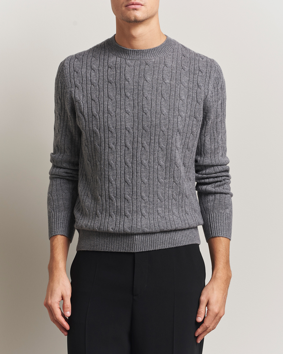 Homme | Pulls Et Tricots | BOSS BLACK | Hetico Wool/Cashmere Cable Sweater Medium Grey