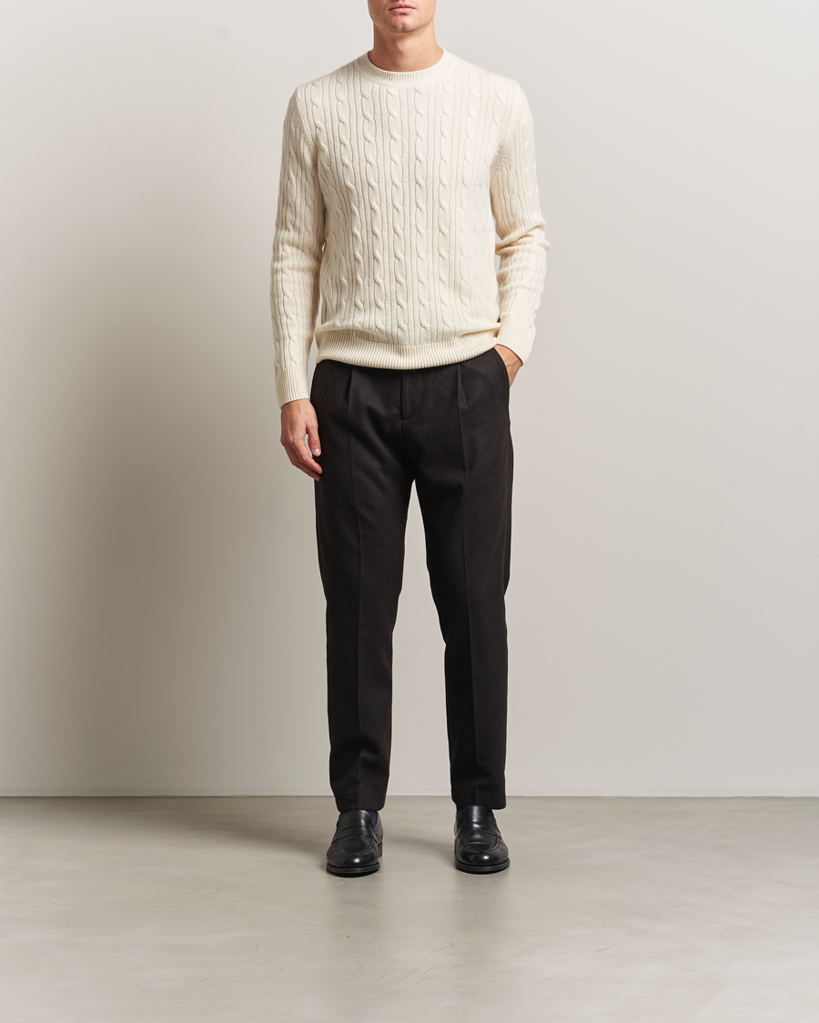 Heren | Truien | BOSS BLACK | Hetico Wool/Cashmere Cable Sweater Open White