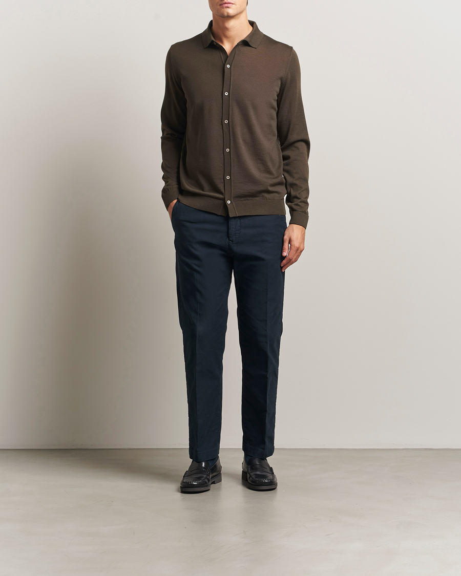 Heren | Truien | BOSS BLACK | Helbert Wool Cardigan Open Green