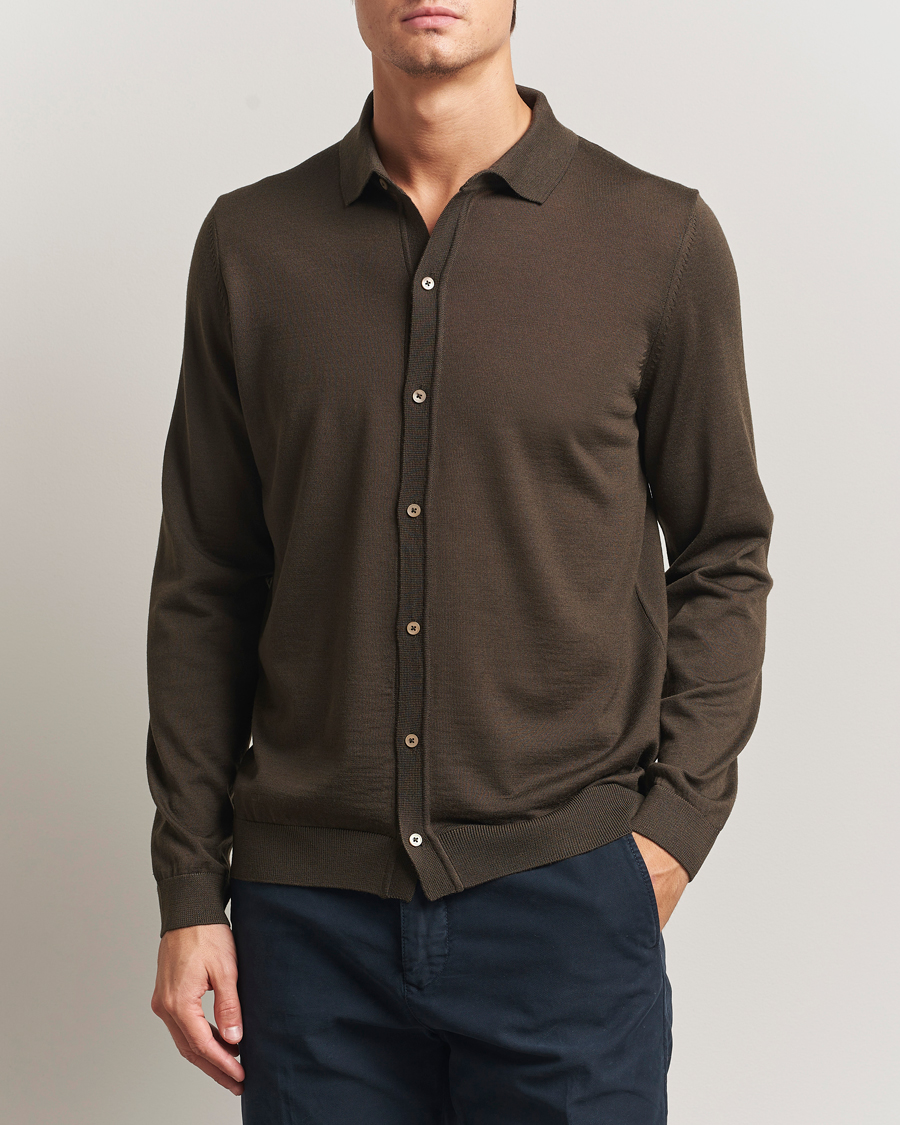Homme | Pulls Et Tricots | BOSS BLACK | Helbert Wool Cardigan Open Green