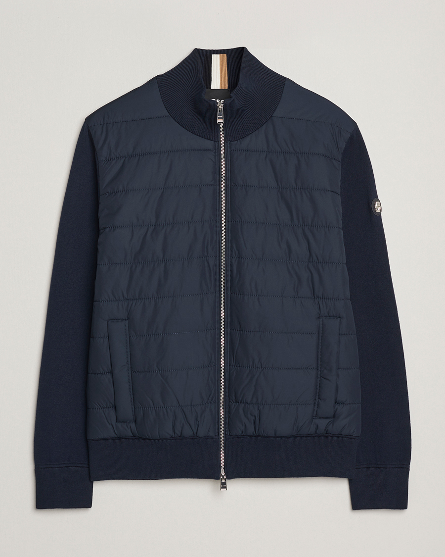 Homme | Manteaux Et Vestes | BOSS BLACK | Hernest Hybrid Full Zip Dark Blue