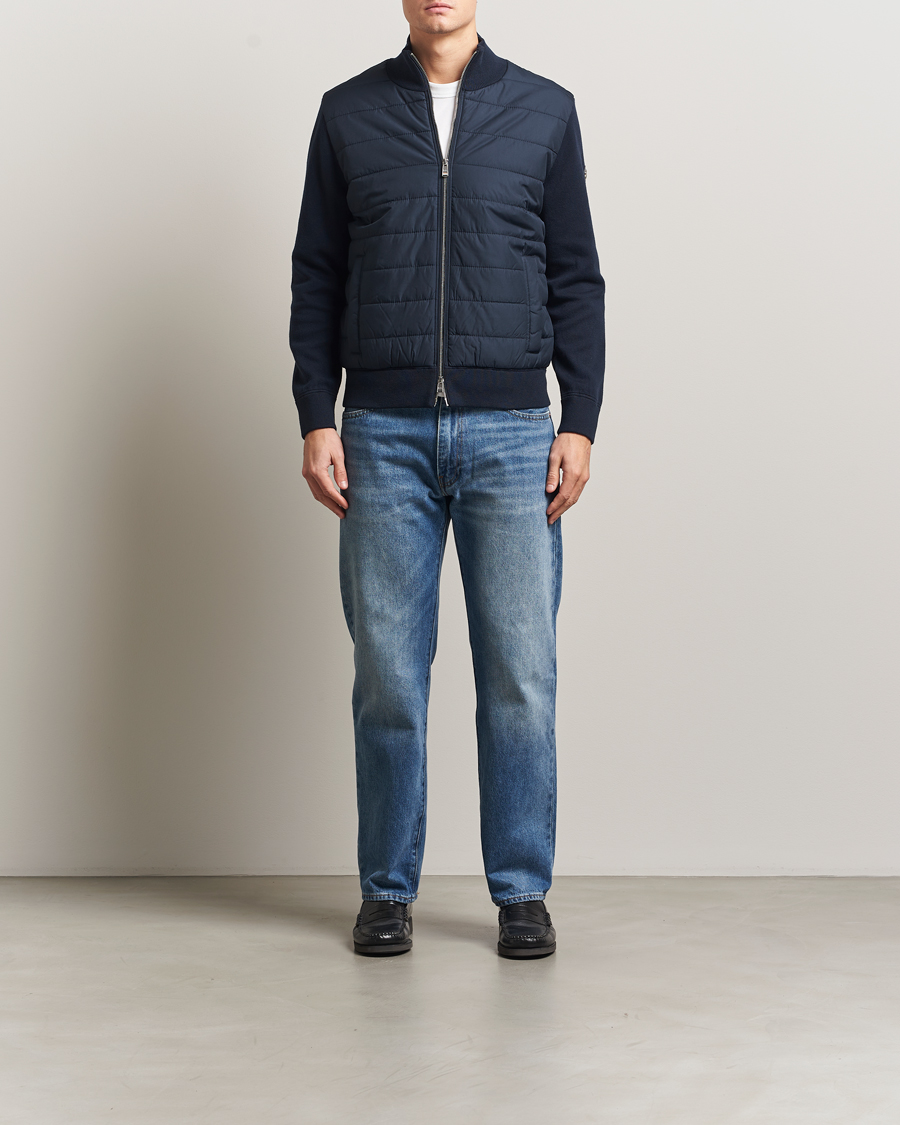 Heren | Truien | BOSS BLACK | Hernest Hybrid Full Zip Dark Blue