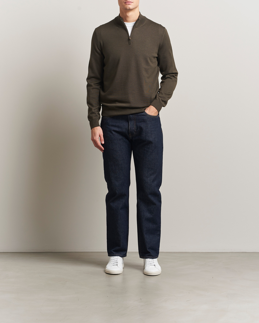 Heren | Truien | BOSS BLACK | Ebenji Merino Knitted Half Zip Open Green