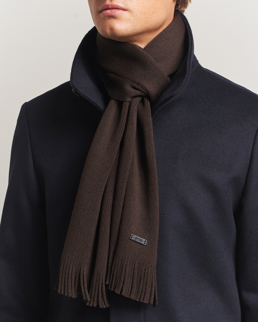 Heren | Sjaals | BOSS BLACK | Albas Wool Scarf Dark Brown