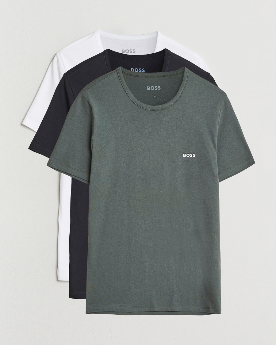 Heren | T-shirts | BOSS BLACK | 3-Pack Crew Neck T-Shirt White/Green/Black