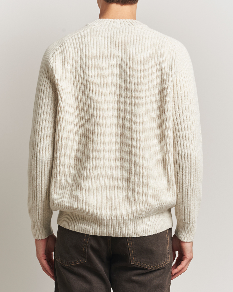 Heren | Truien | BOSS ORANGE | Karinet Ribbed Wool Knitted V-Neck Light Beige