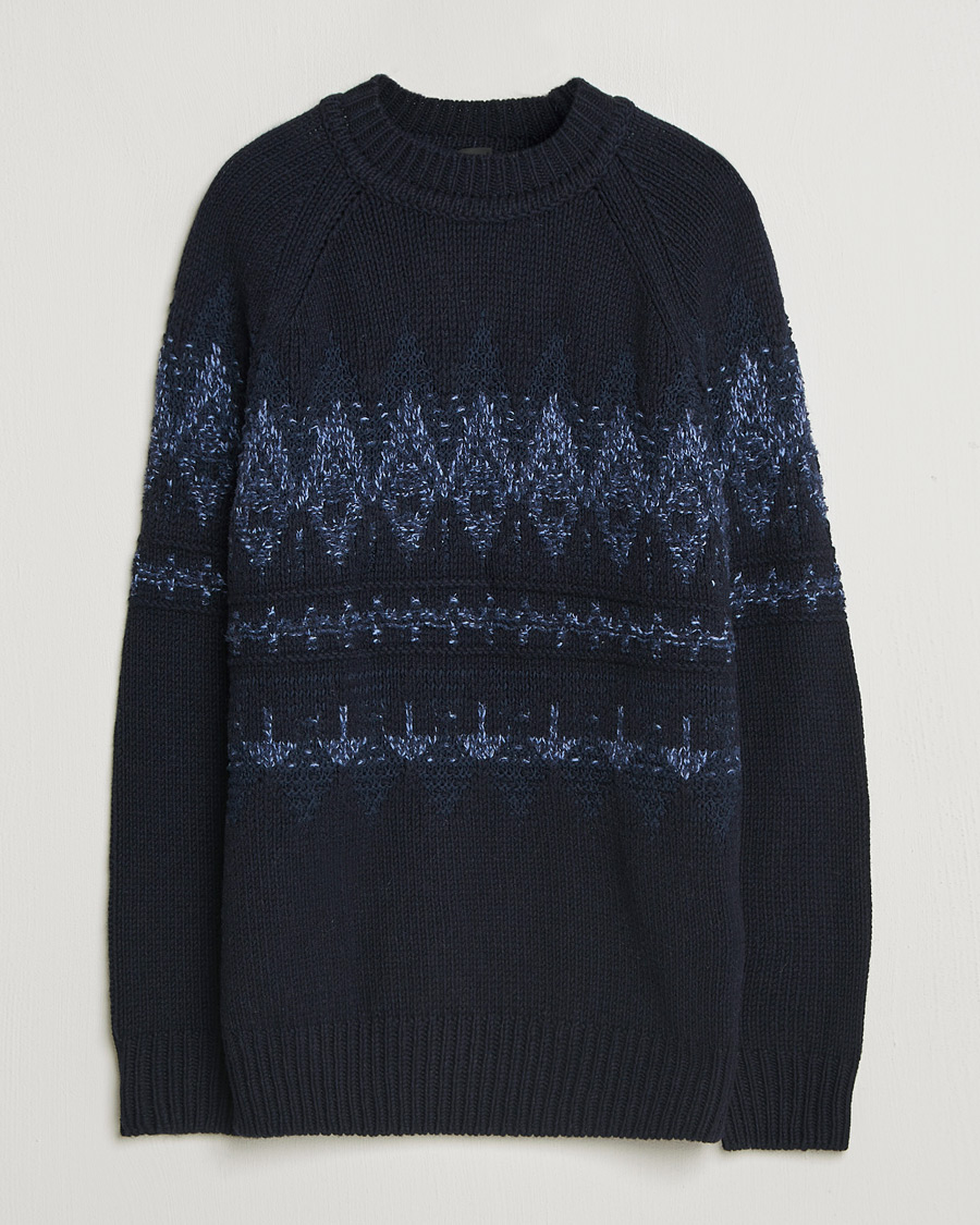 Heren | Truien | BOSS ORANGE | Karombo Wool Fairisle Sweater Dark Blue