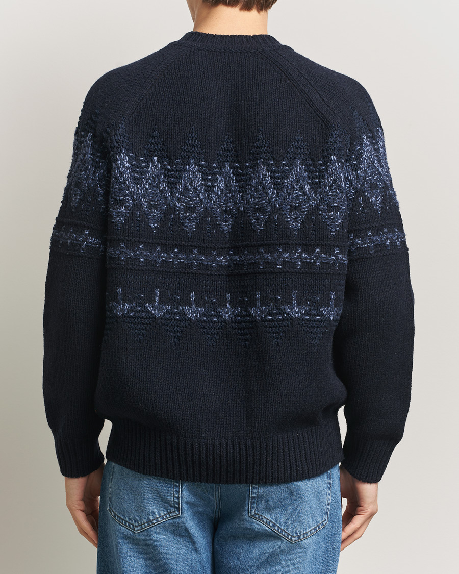 Heren | Truien | BOSS ORANGE | Karombo Wool Fairisle Sweater Dark Blue