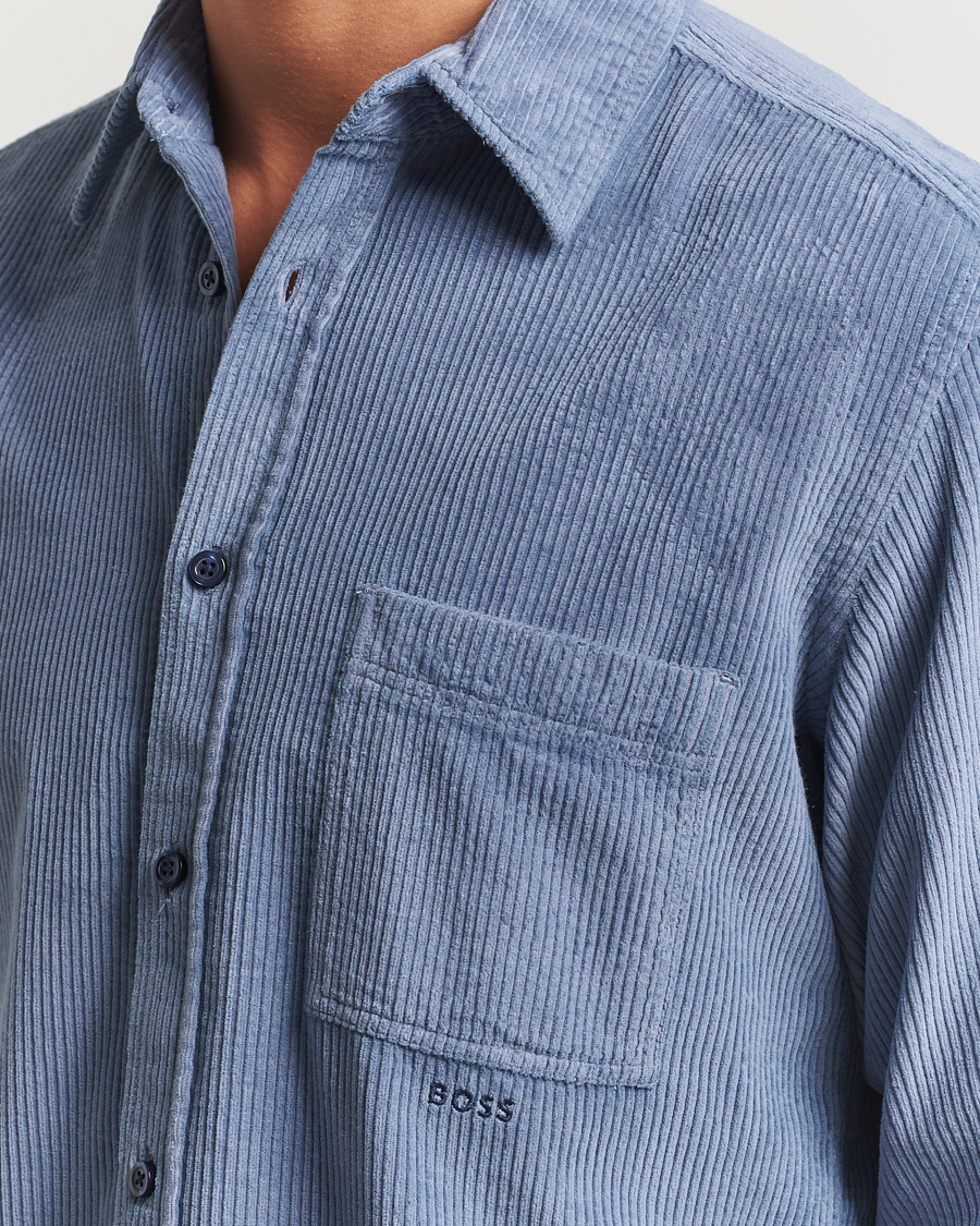Heren | Overhemden | BOSS ORANGE | Relegant Corduroy Shirt Open Blue