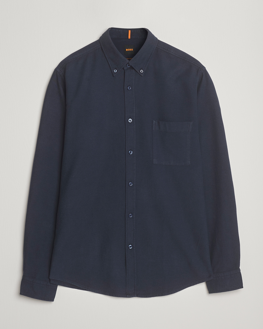 Homme | Chemises | BOSS ORANGE | Rickert Brushed Cotton Shirt Dark Blue
