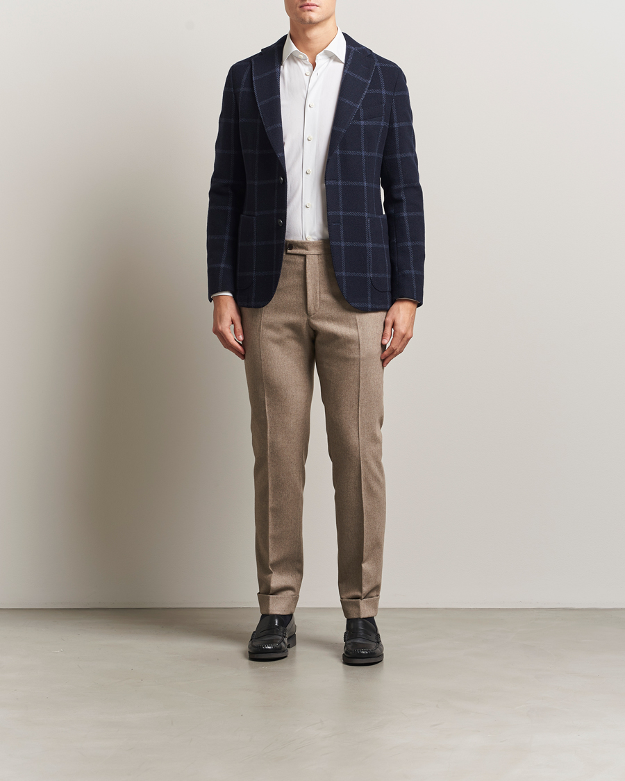 Heren | Blazers | BOSS BLACK | Hanry Wool Checked Blazer Dark Blue