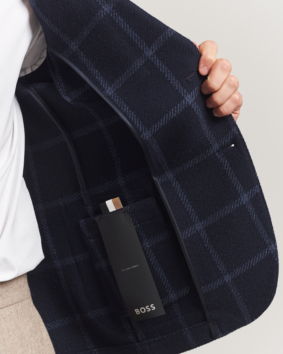 Heren | Blazers | BOSS BLACK | Hanry Wool Checked Blazer Dark Blue