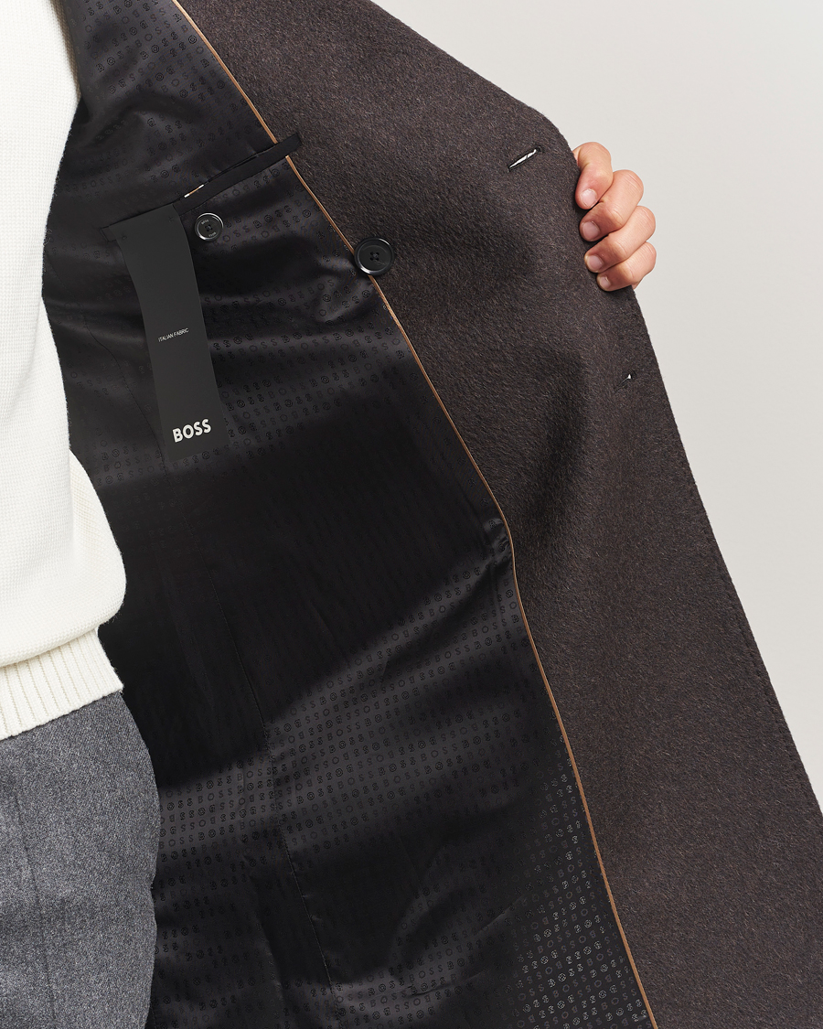 Heren | Jassen | BOSS BLACK | Hyde Wool/Alpaca Double Breasted Coat Dark Brown