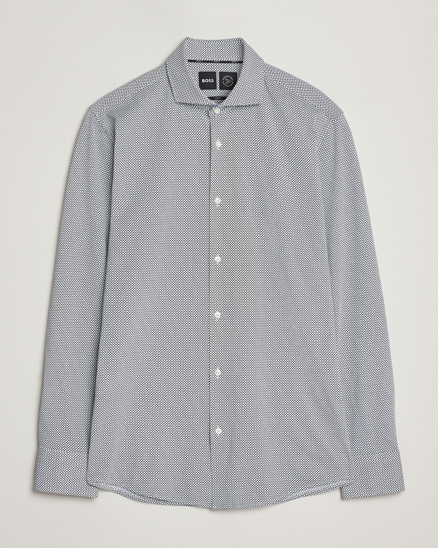Homme | Chemises | BOSS BLACK | Hank 4-Way Printed Stretch Shirt Dark Blue