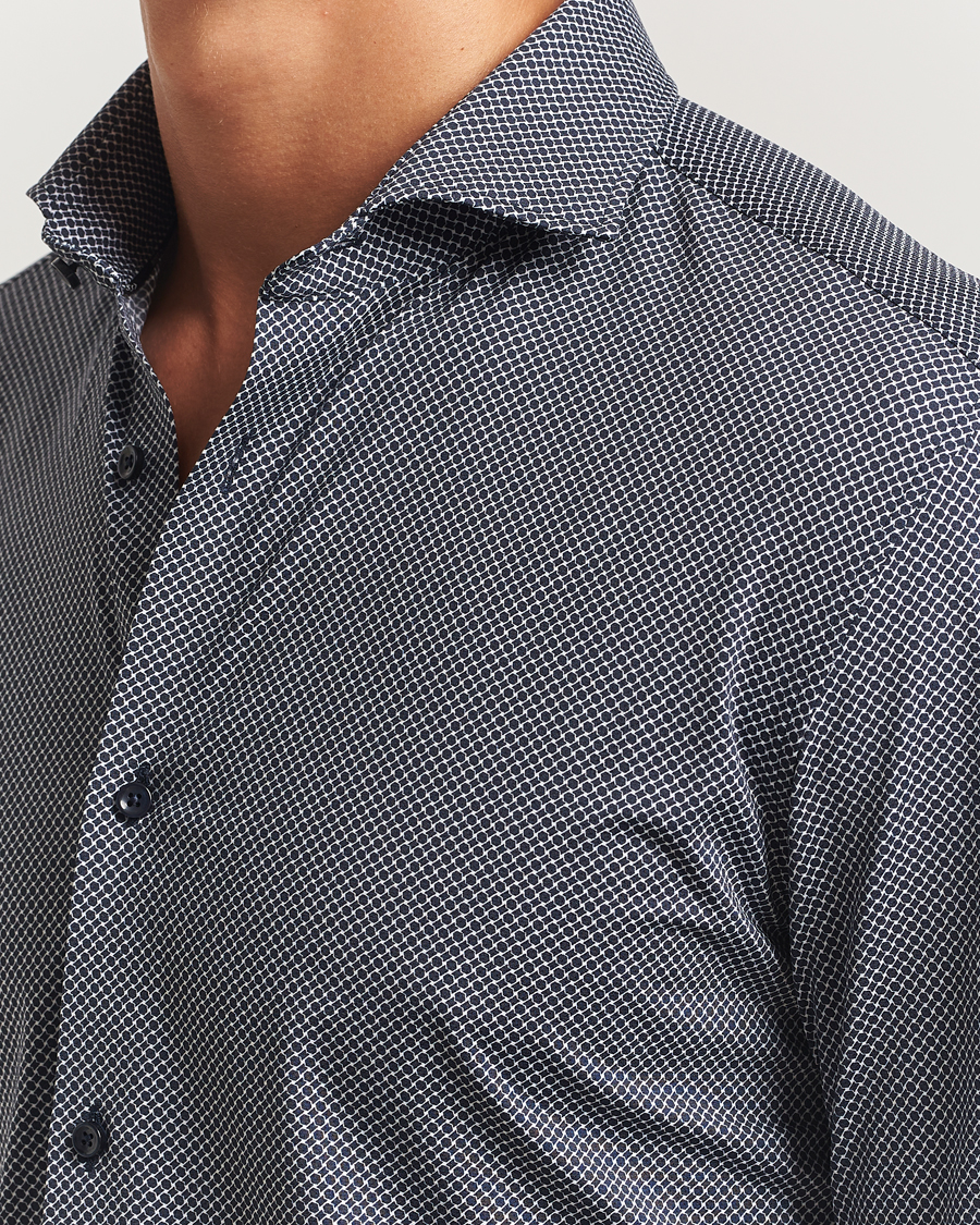 Heren | Overhemden | BOSS BLACK | Hank 4-Way Printed Stretch Shirt Dark Blue