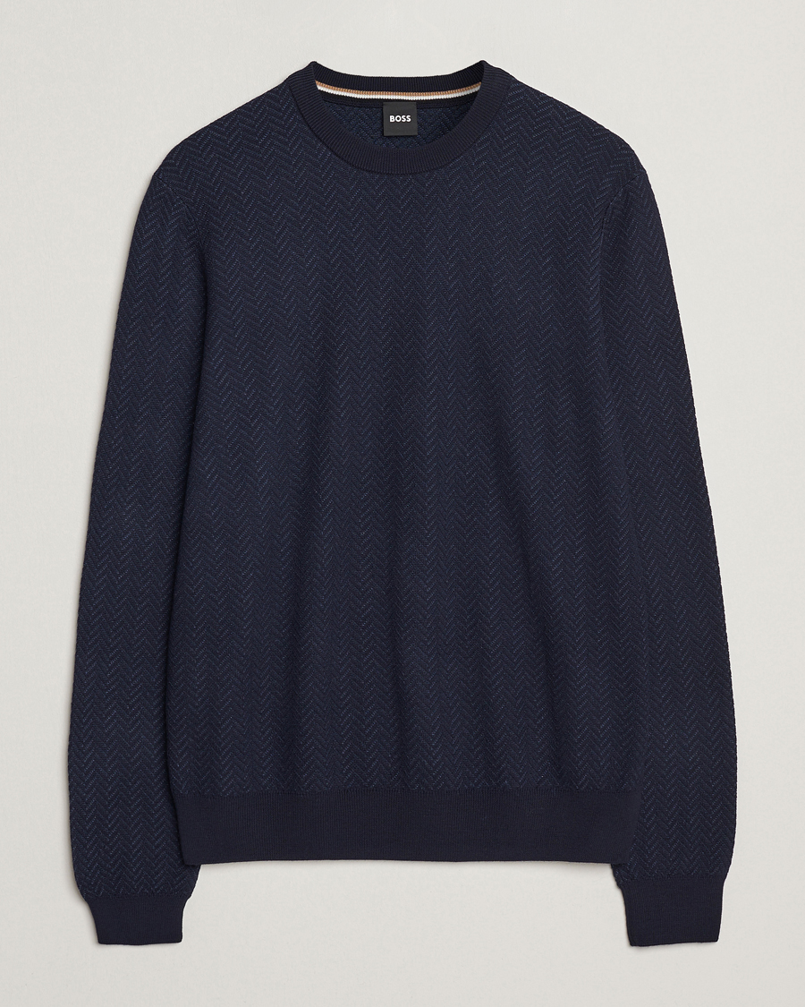 Heren | Truien | BOSS BLACK | Habito Wool Knitted Sweater Dark Blue