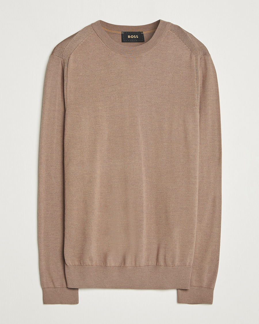 Heren | Truien | BOSS CAMEL | Overo Wool/Cashmere Knitted Sweater Open Beige