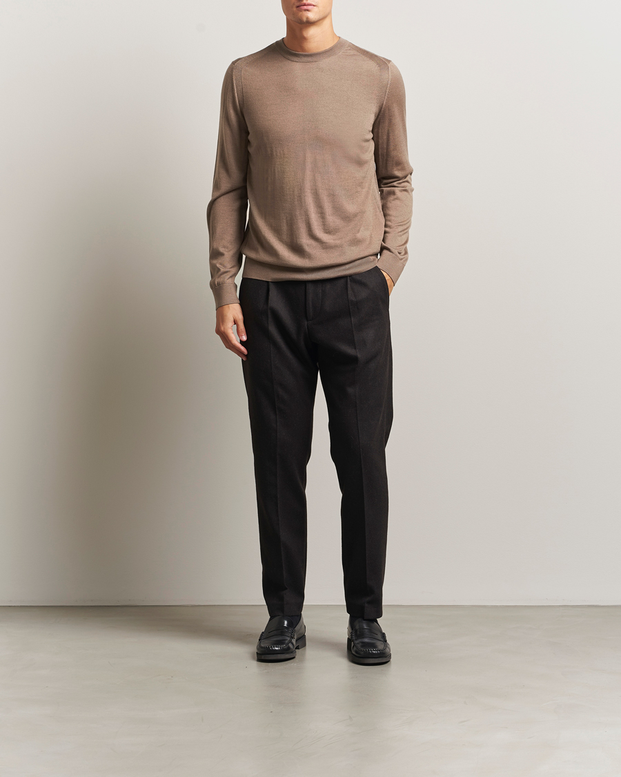 Heren | Truien | BOSS CAMEL | Overo Wool/Cashmere Knitted Sweater Open Beige