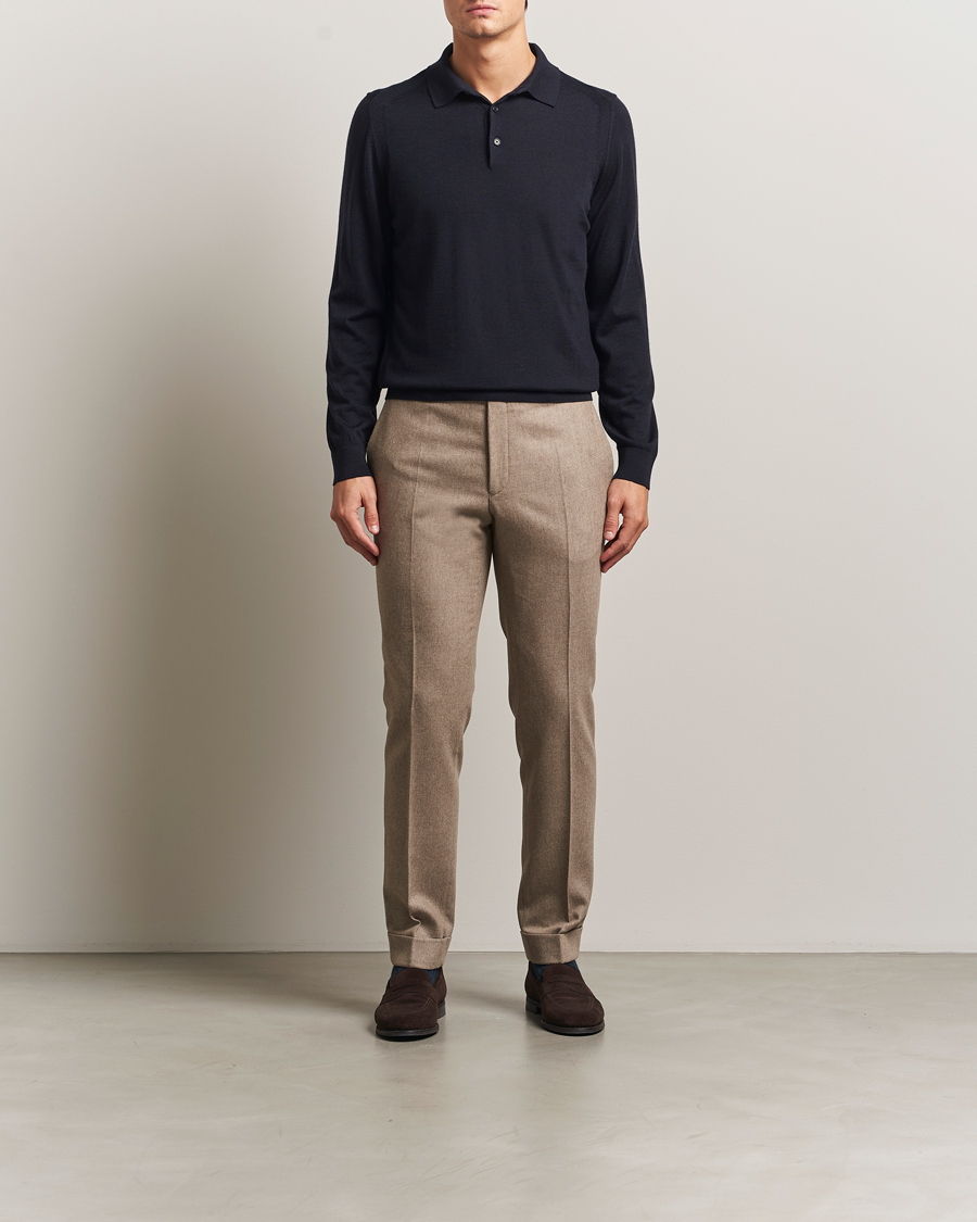 Heren | Truien | BOSS CAMEL | Ovio Wool/Cashmere Knitted Polo Dark Blue