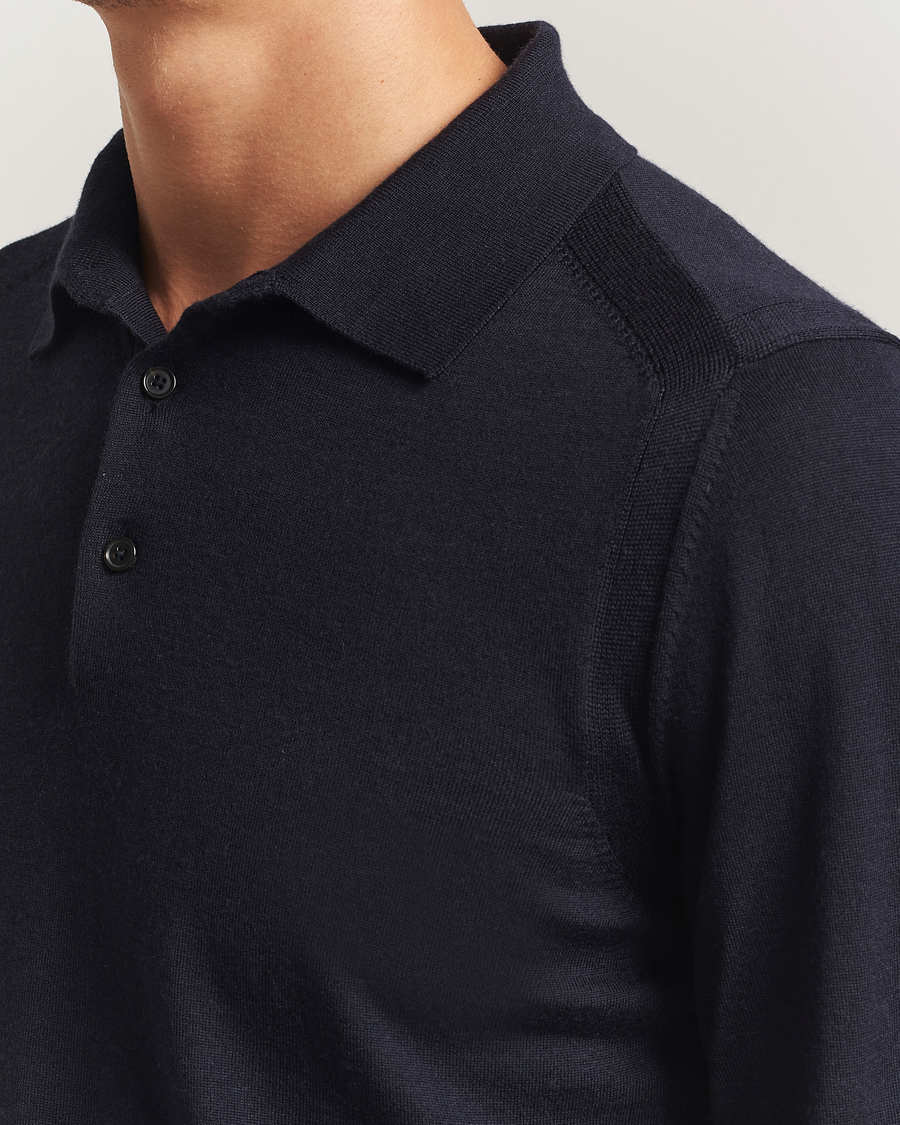 Heren | Truien | BOSS CAMEL | Ovio Wool/Cashmere Knitted Polo Dark Blue