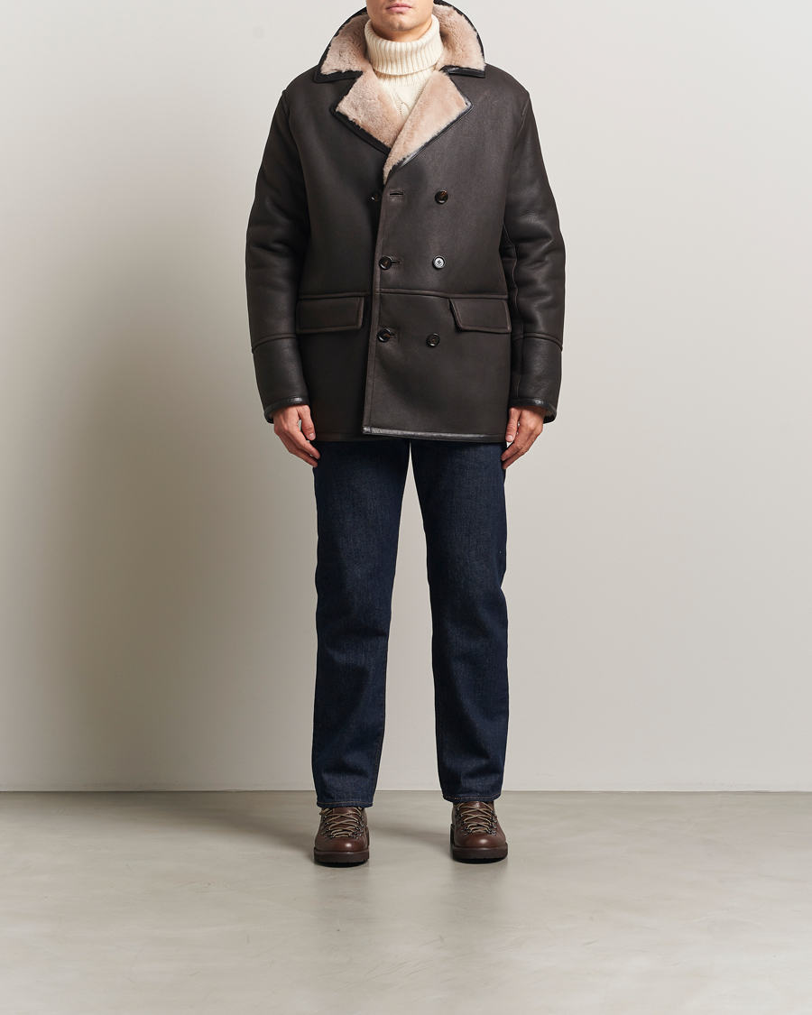 Heren | Jassen | BOSS CAMEL | Mabano Leather Peacoat Brown