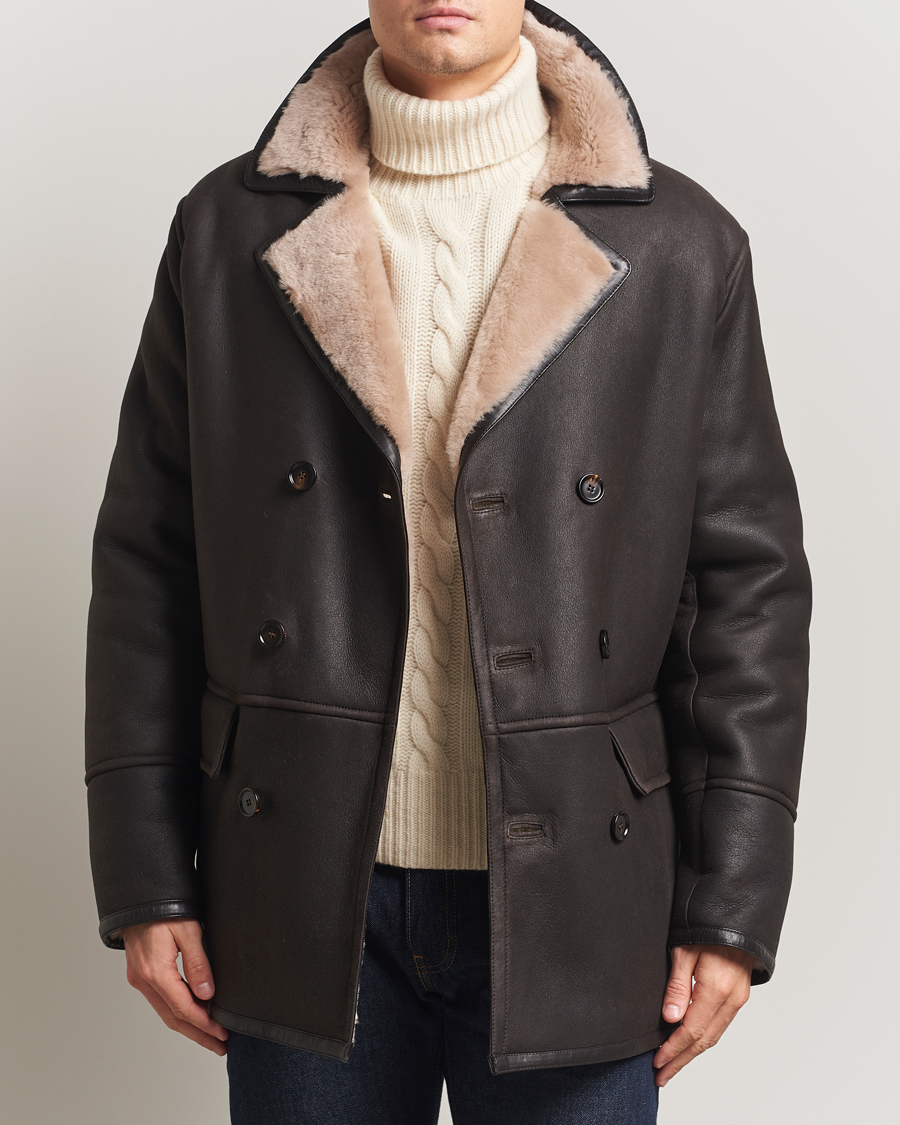 Heren | Jassen | BOSS CAMEL | Mabano Leather Peacoat Brown