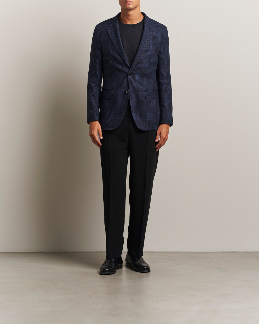 Heren | Blazers | BOSS CAMEL | Jeff Wool Checked Blazer Dark Blue