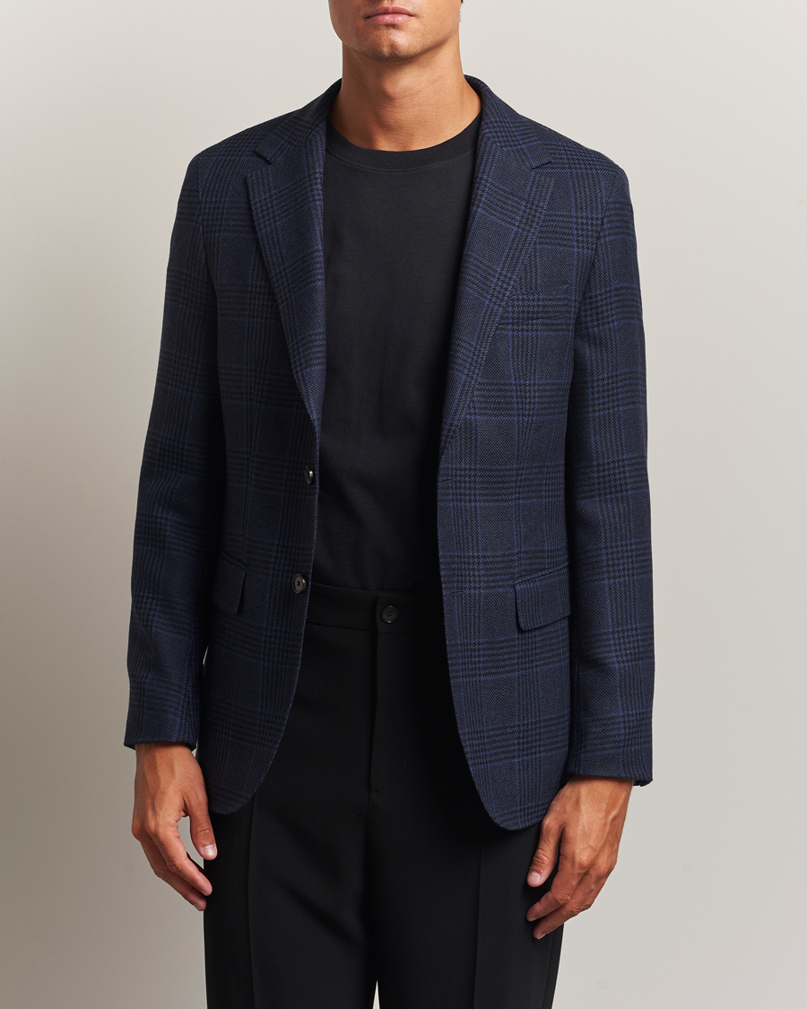 Homme | Blazers | BOSS CAMEL | Jeff Wool Checked Blazer Dark Blue