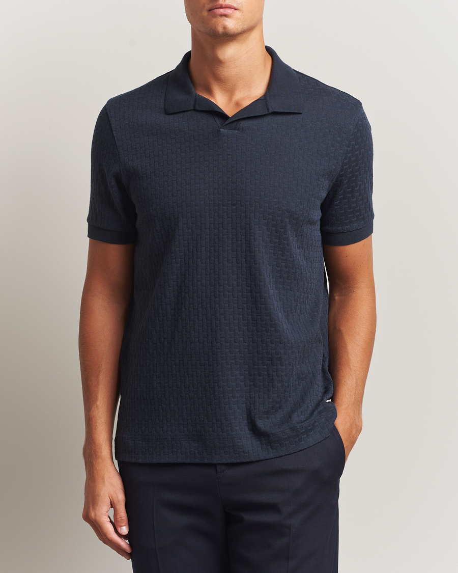Homme | Polos | BOSS CAMEL | Parson Structured Open Collar Polo Dark Blue