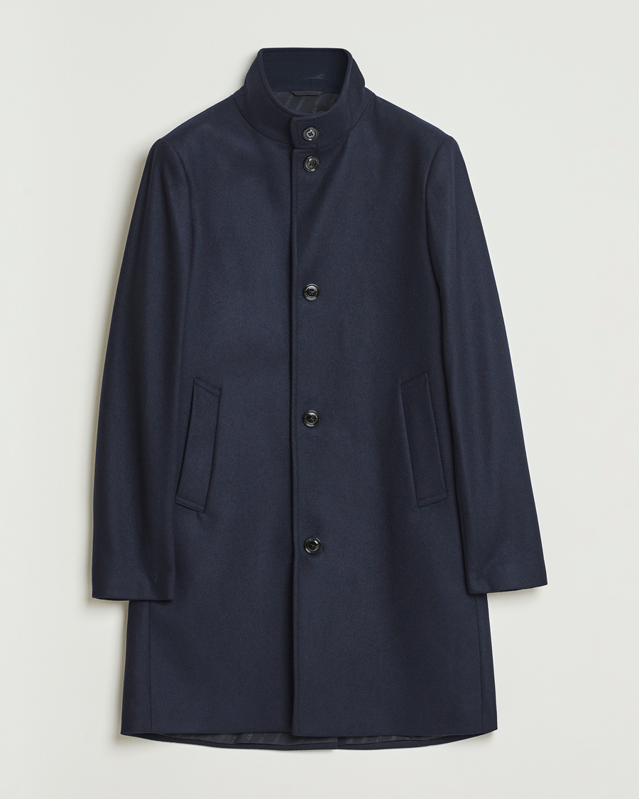 Heren | Jassen | J.Lindeberg | Jesse Stand Up Wool Melton Coat Navy