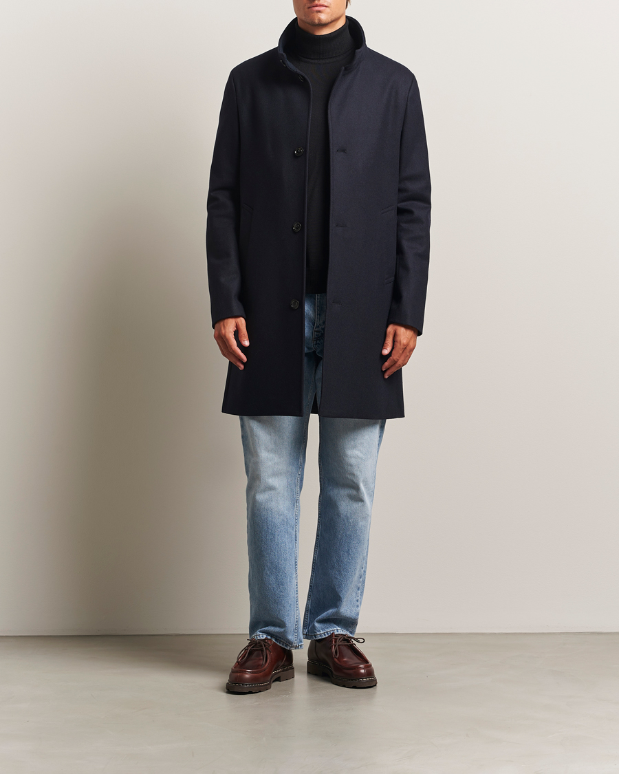 Heren | Jassen | J.Lindeberg | Jesse Stand Up Wool Melton Coat Navy