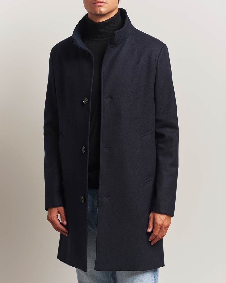 Heren | Jassen | J.Lindeberg | Jesse Stand Up Wool Melton Coat Navy