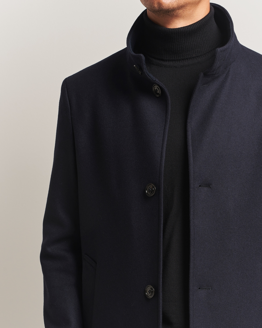 Heren | Jassen | J.Lindeberg | Jesse Stand Up Wool Melton Coat Navy