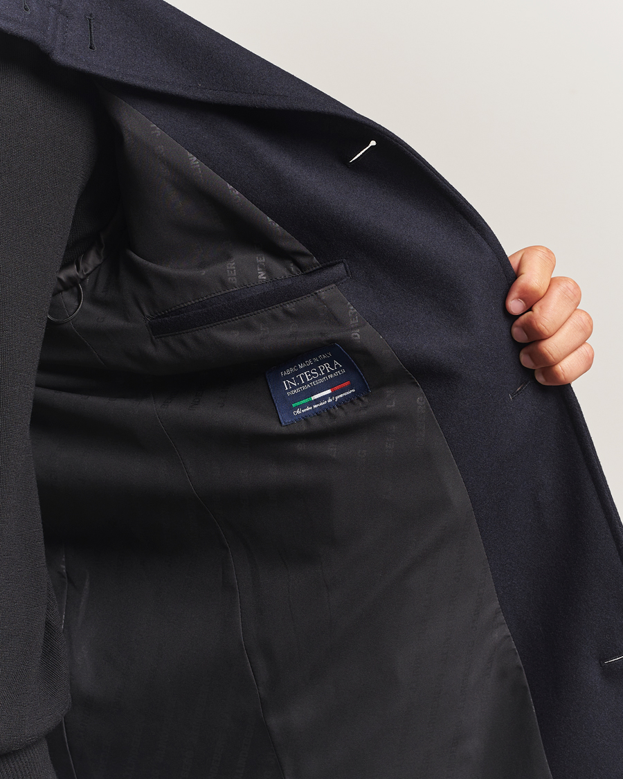 Heren | Jassen | J.Lindeberg | Jesse Stand Up Wool Melton Coat Navy