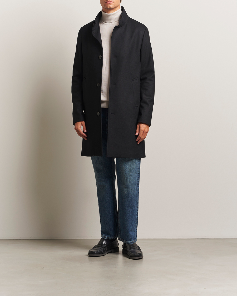 Heren | Jassen | J.Lindeberg | Jesse Stand Up Wool Melton Coat Black