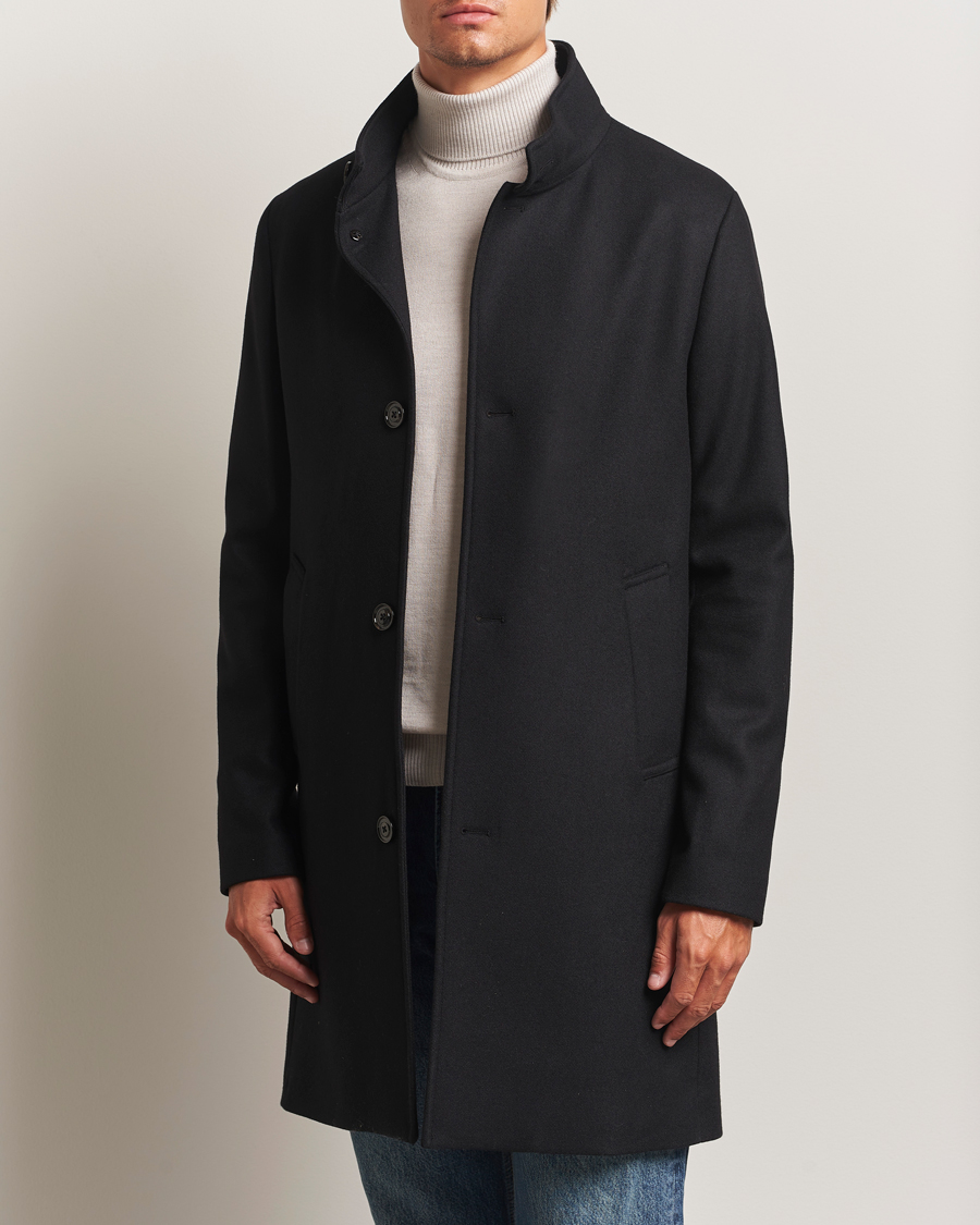 Heren | Jassen | J.Lindeberg | Jesse Stand Up Wool Melton Coat Black